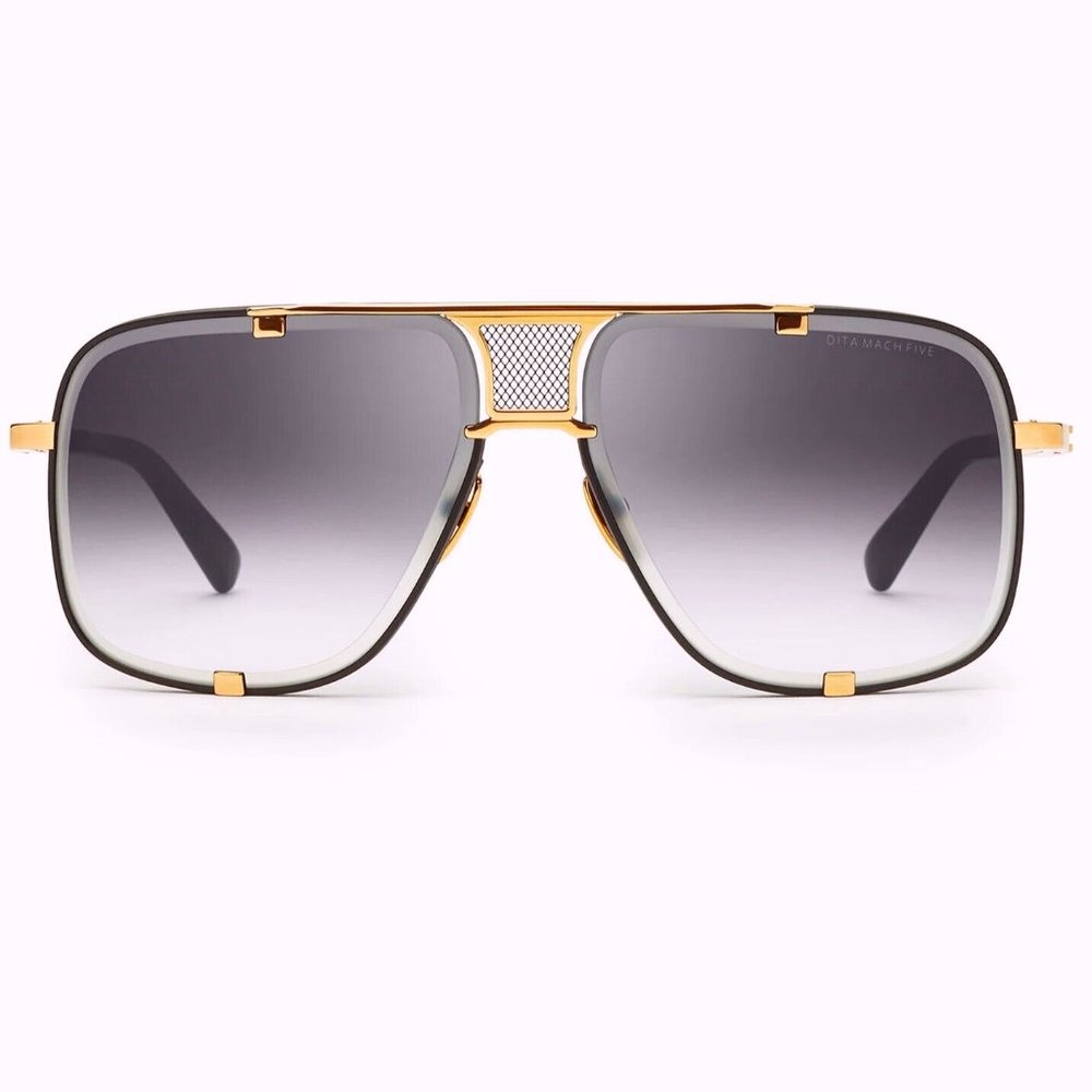 DITA Mach Five DRX 2087-A Matte Black Yellow Gold / Gray Gradient Sunglasses